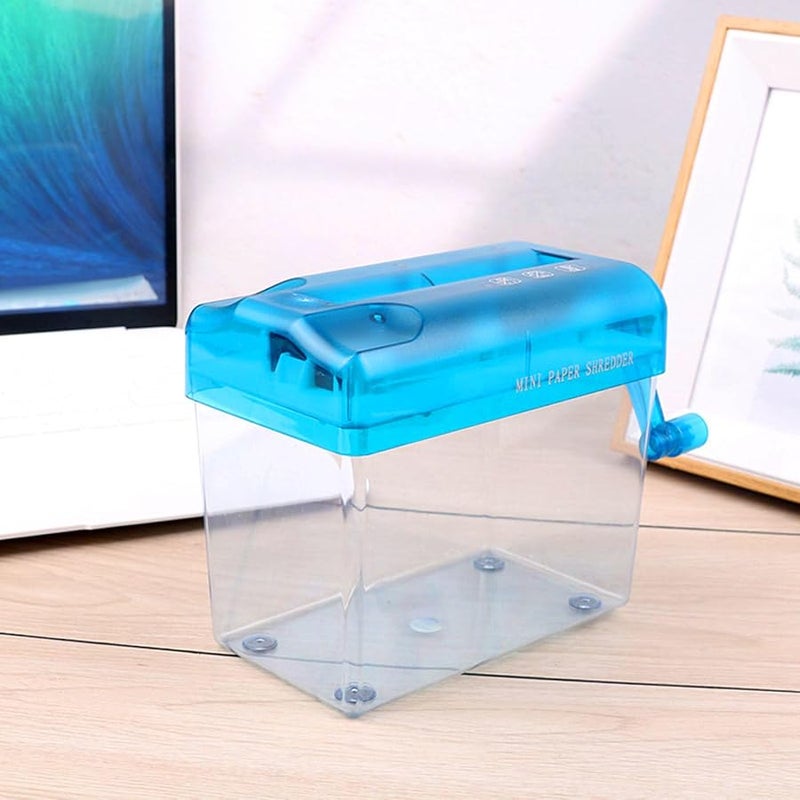 Mini Blue Manual Paper Shredder A6 Size For Home Office And School Use - Image 4